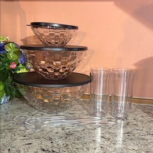 Tupperware Clear and Black Food Storage Set